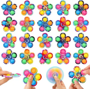 Gigilli 24 Pcs Pop Fidget Spinner Bulk Party Favors, Sensory Fidget Toys for Kids Toddler, Goodie Bags Stuffers Classroom Prizes, End of Year Student Gifts Stress Relief Toys for ADHD, Autism, Anxiety