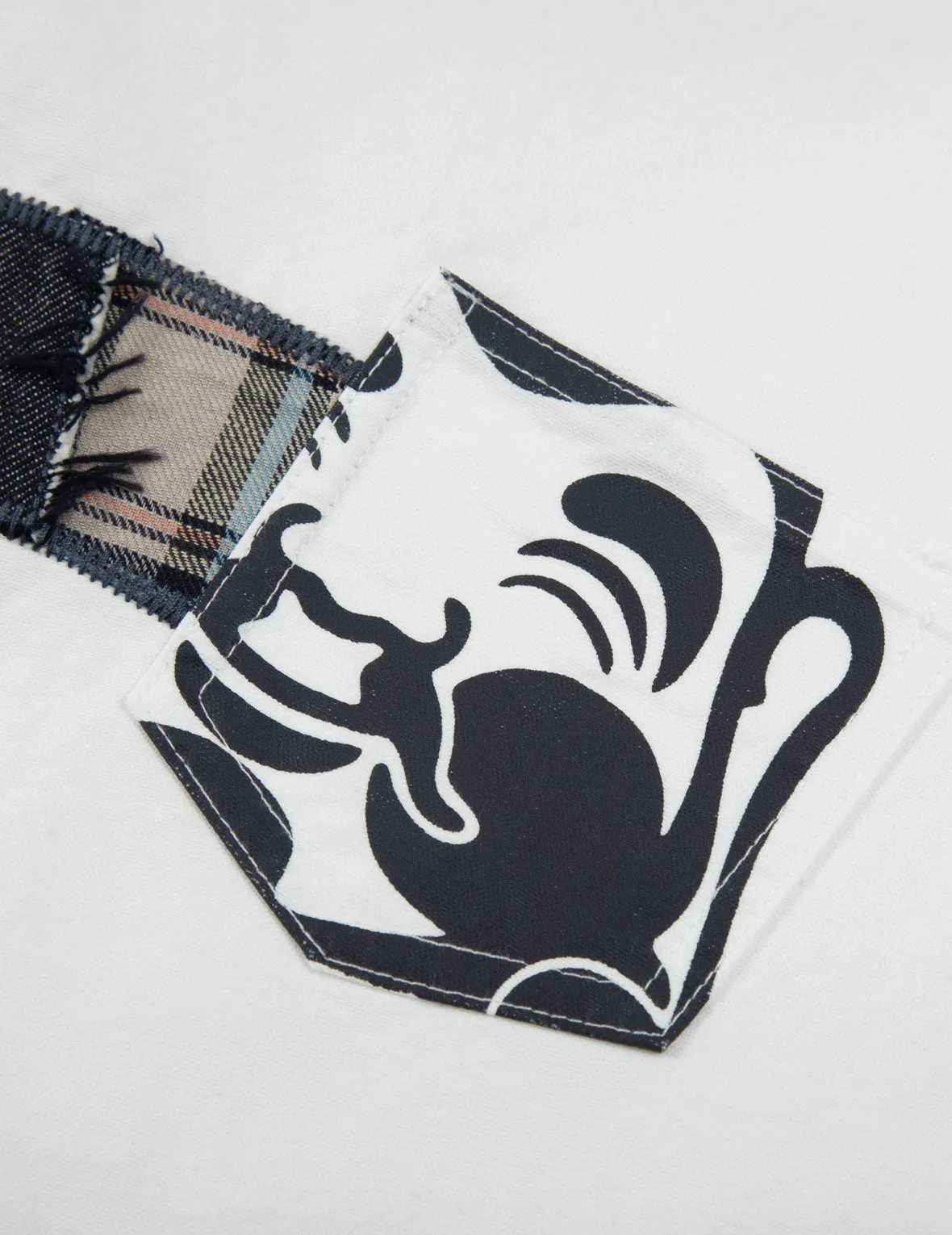 Godhead Print and Patchwork Seagull Loose Fit Shirt