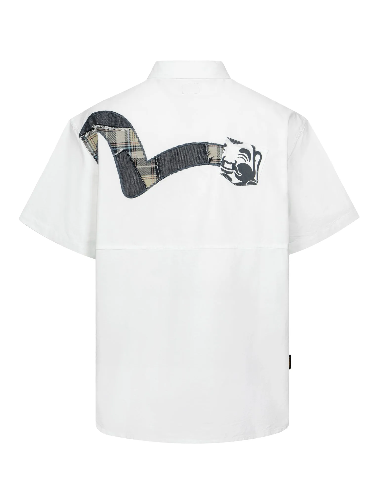 Godhead Print and Patchwork Seagull Loose Fit Shirt