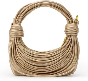 GOKTOW Knotted Woven Handbag,Shoulder Bag Clutch Purse for Women,Leather Handwoven Women's Satchel Bags