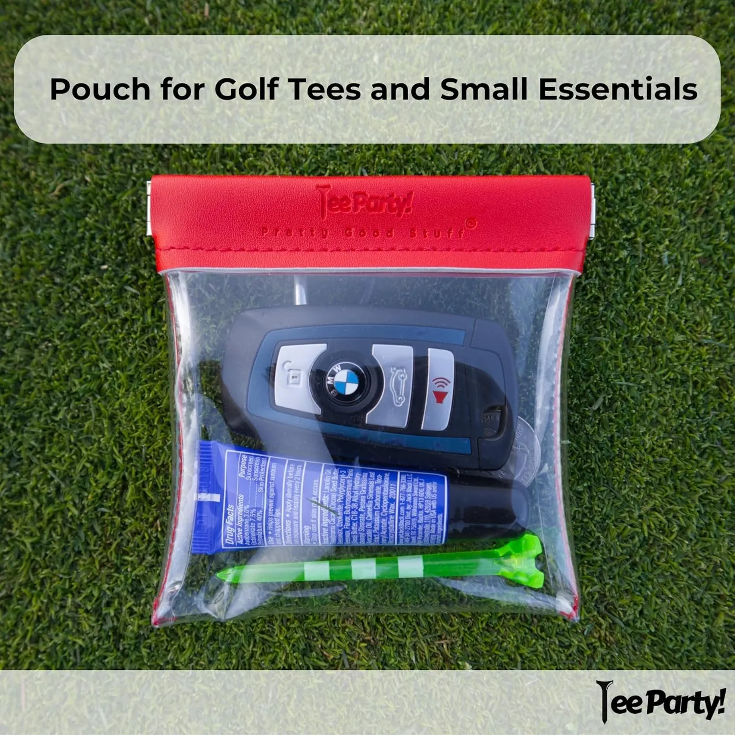 Golf Valuables Pouch, Tee Pouch, Tee Bag with Premium Golf Tees for Golfers, Funny Golf Gifts, Womens Golf Accessories, Mens Golf Accessories - Includes Reusable Funny Golf Tees