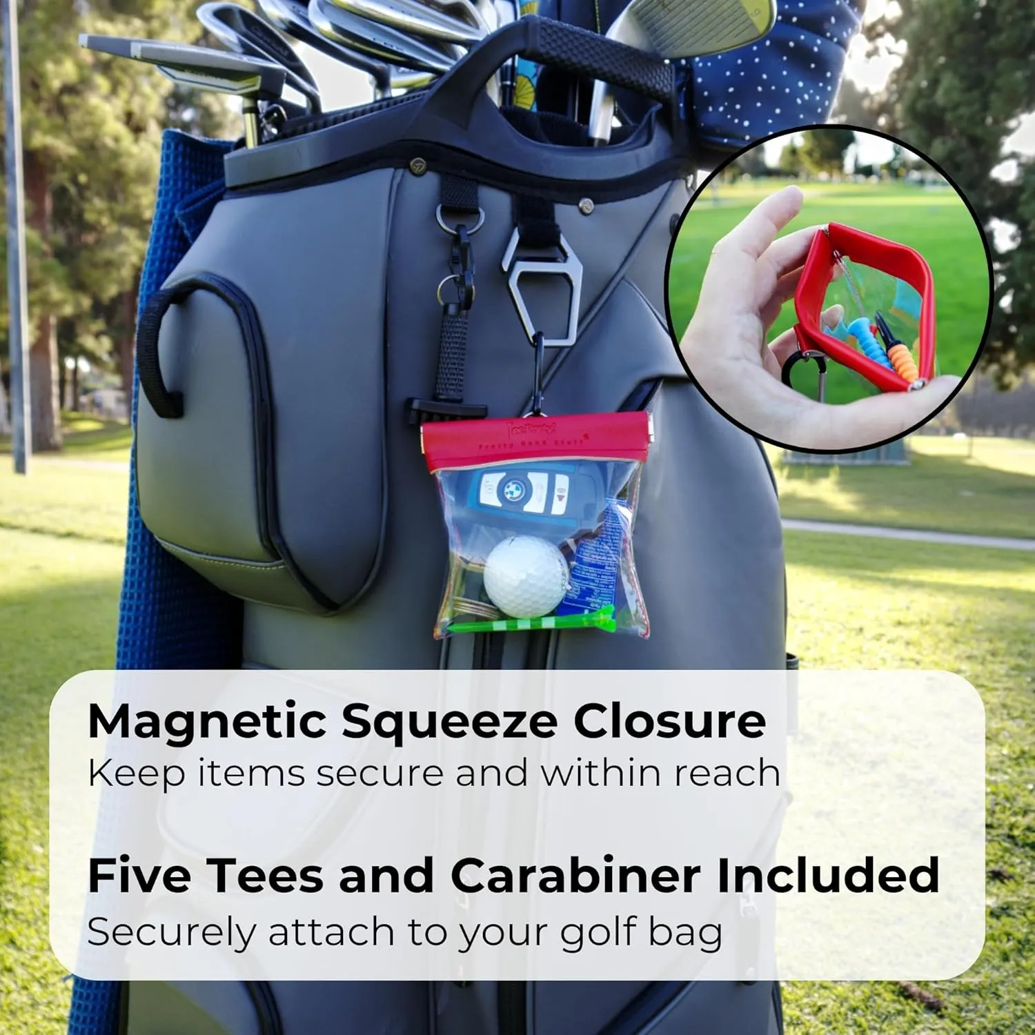 Golf Valuables Pouch, Tee Pouch, Tee Bag with Premium Golf Tees for Golfers, Funny Golf Gifts, Womens Golf Accessories, Mens Golf Accessories - Includes Reusable Funny Golf Tees