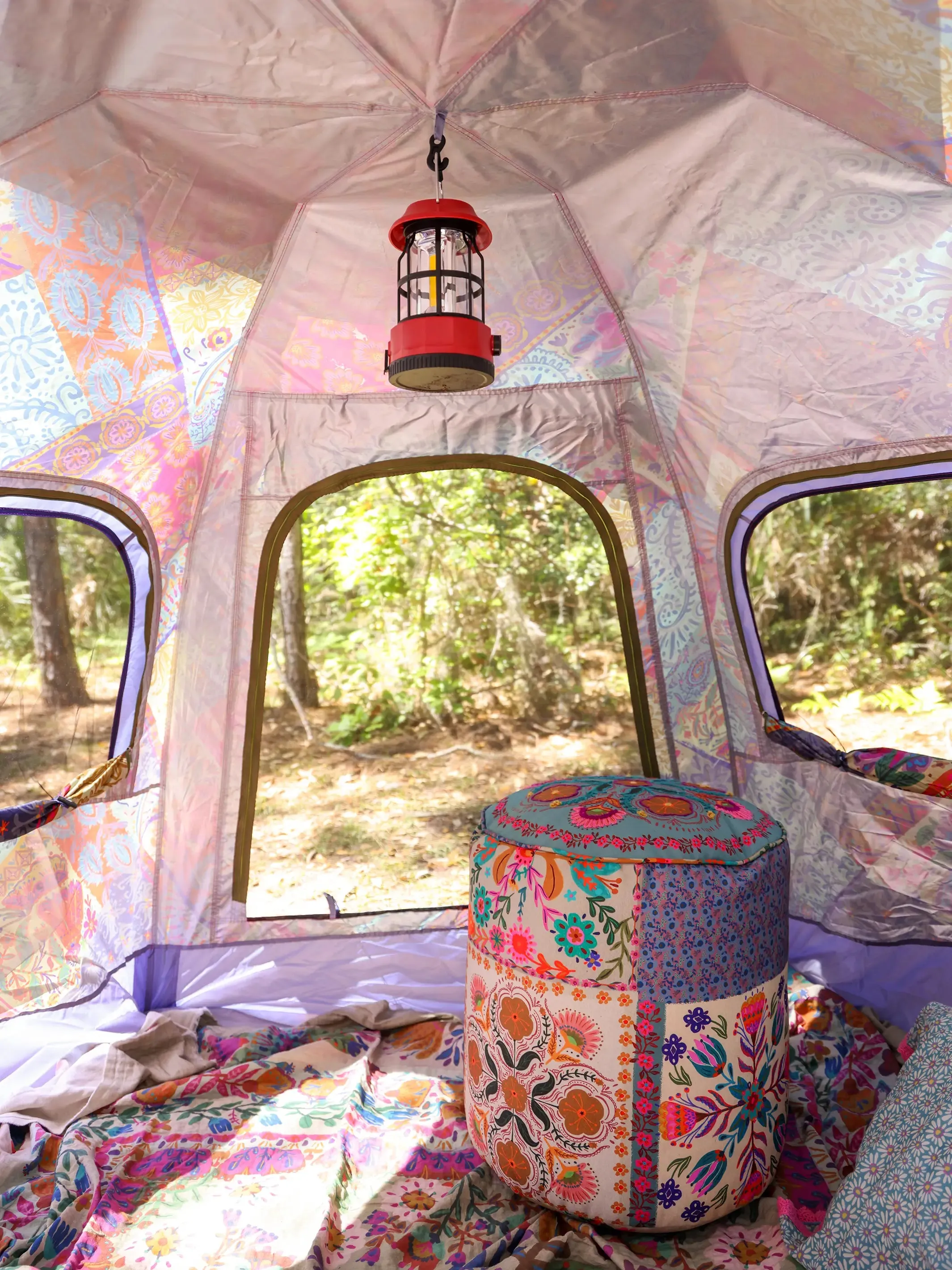 Good Vibes Camping Tent - Dark Square Patchwork