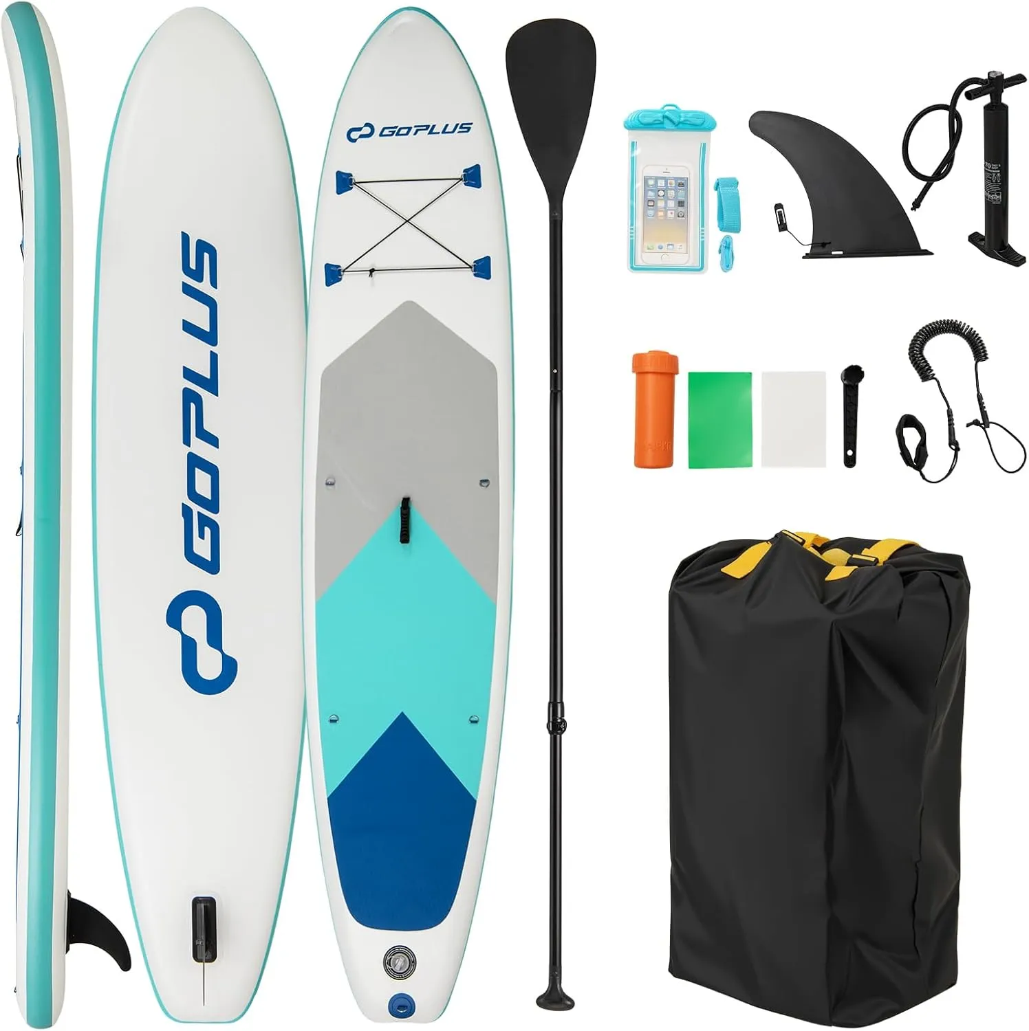 Goplus Inflatable Stand Up Paddle Board, 10FT/10.5FT/11FT SUP with Accessory Pack, Adjustable Paddle, Carry Bag, Fin, Hand Pump, Leash, Repair Kit