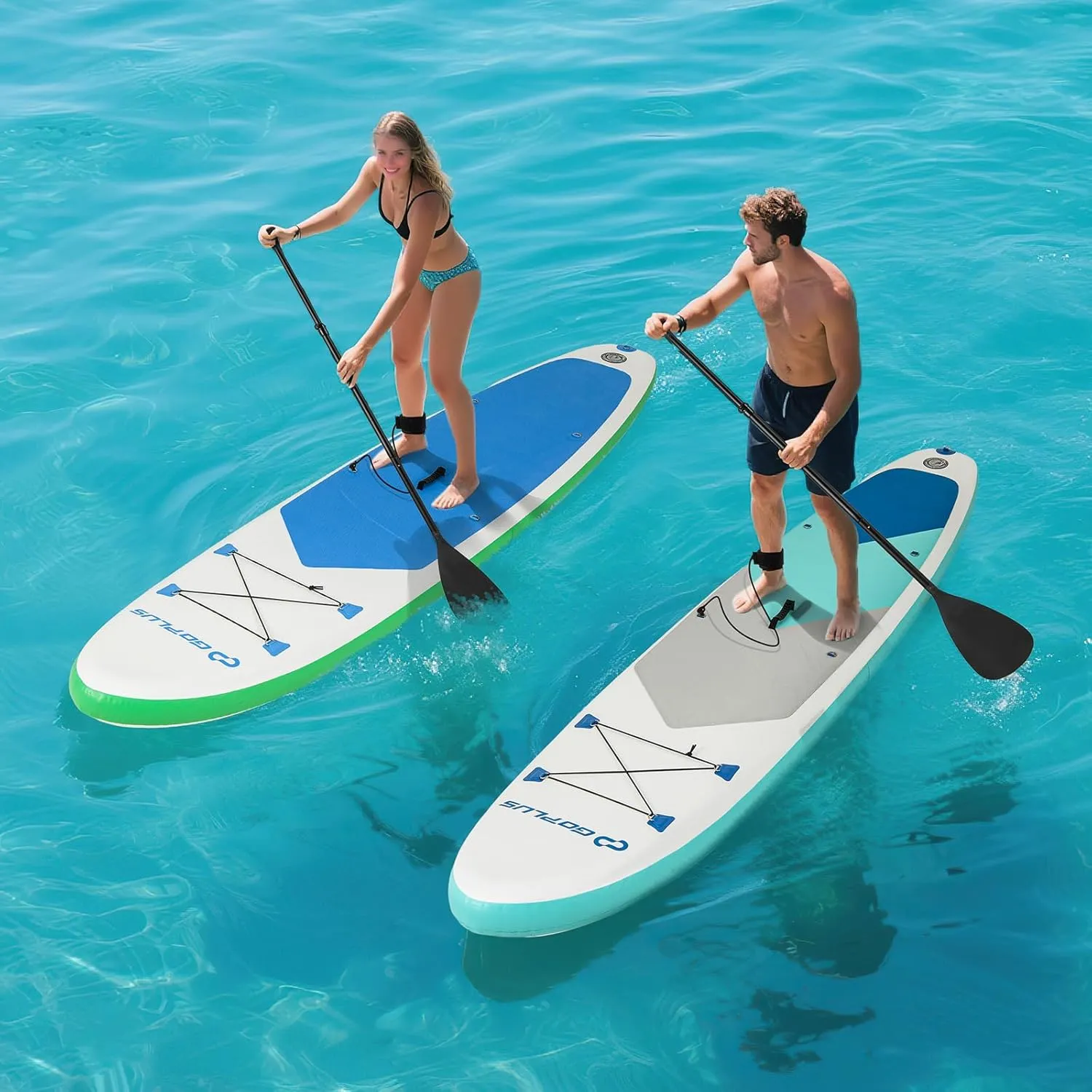 Goplus Inflatable Stand Up Paddle Board, 10FT/10.5FT/11FT SUP with Accessory Pack, Adjustable Paddle, Carry Bag, Fin, Hand Pump, Leash, Repair Kit