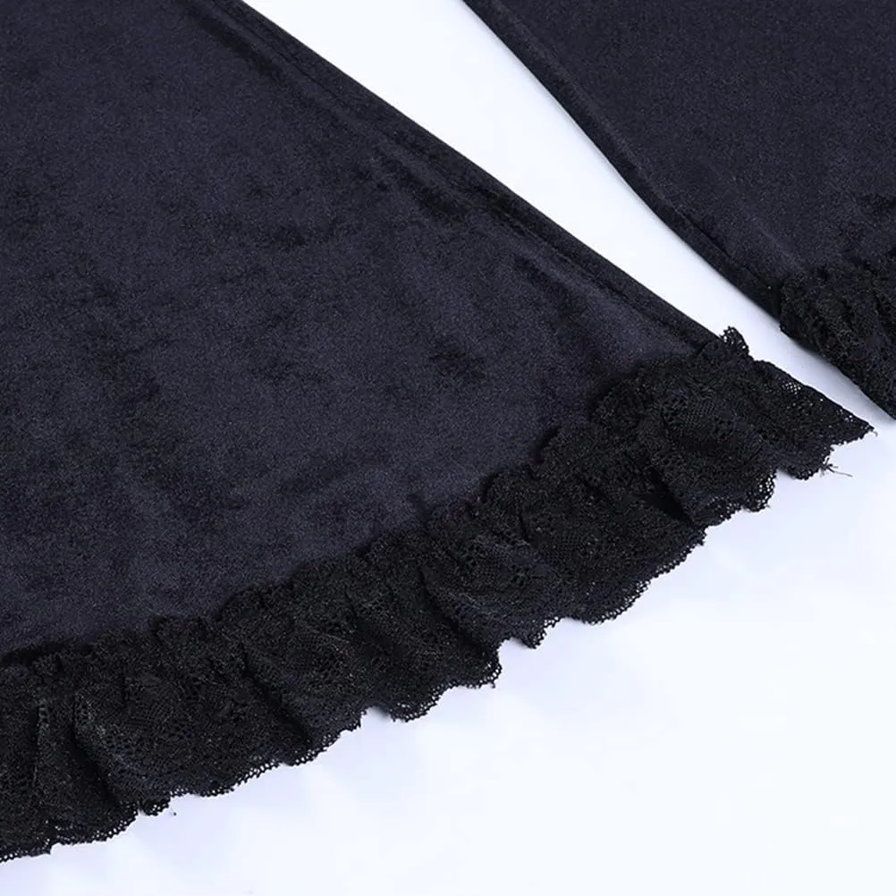 Gothic Black Pants Grunge Bottoms High Waisted Boho Hippie