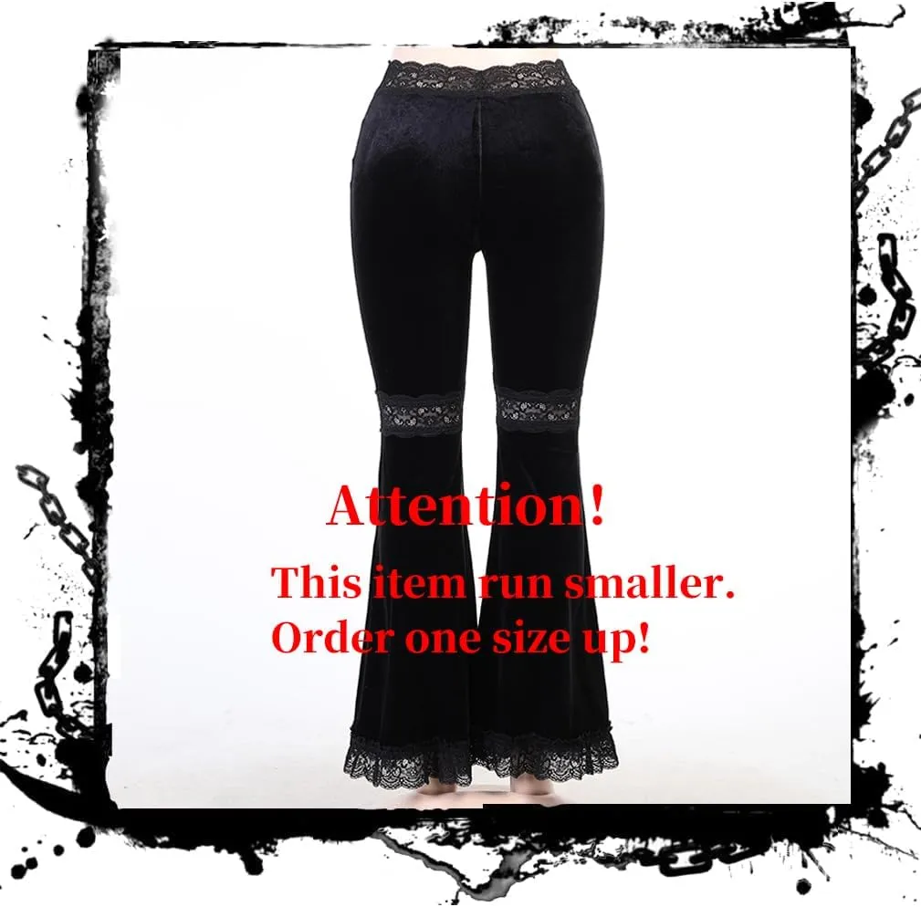 Gothic Black Pants Grunge Bottoms High Waisted Boho Hippie