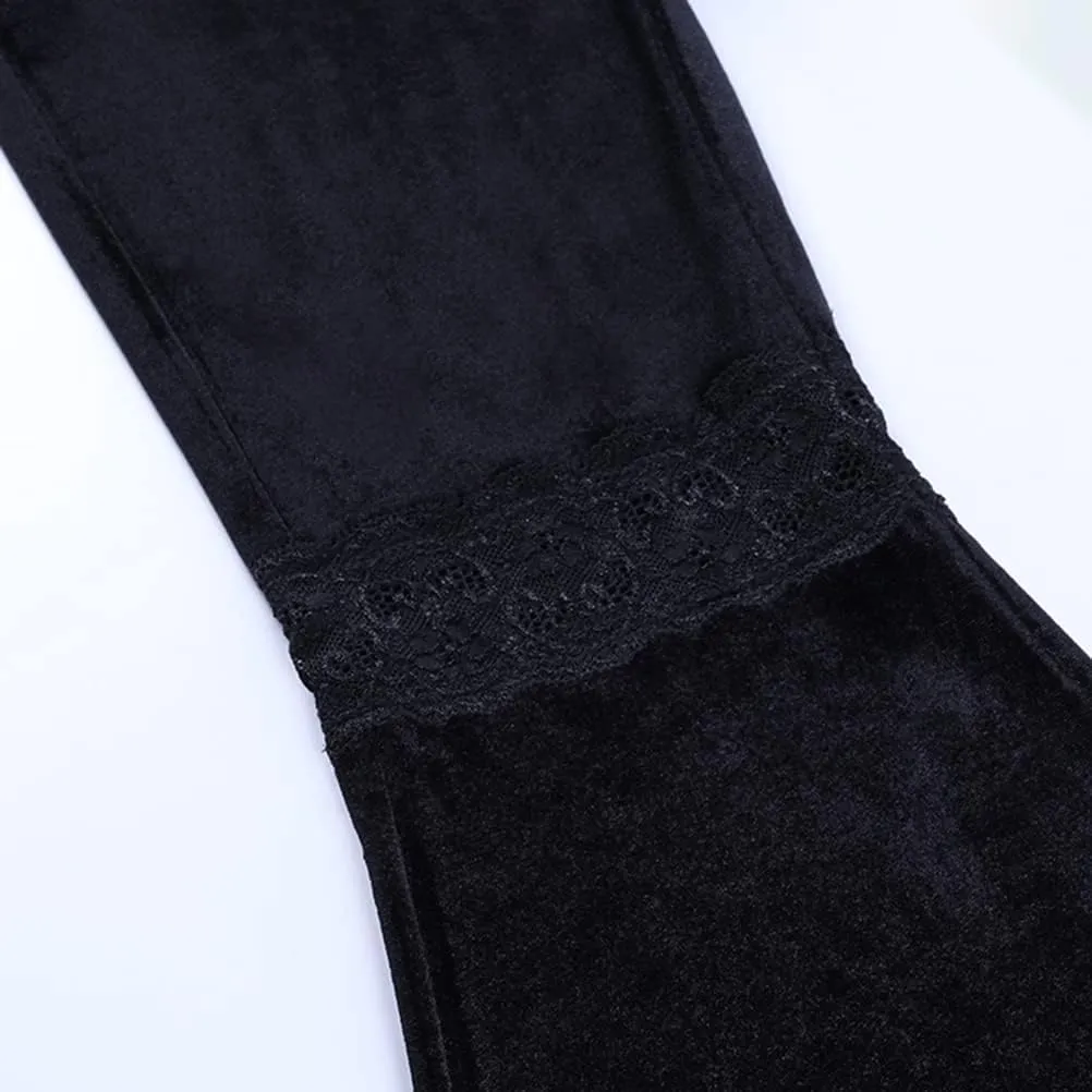 Gothic Black Pants Grunge Bottoms High Waisted Boho Hippie