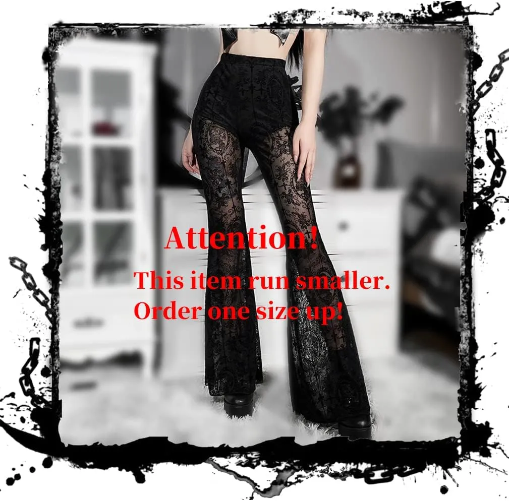 Gothic Black Pants Grunge Bottoms High Waisted Boho Hippie