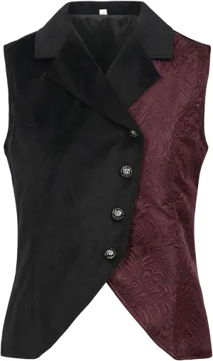 Gothic Patchwork Jackets, Men's Victorian Waistcoat Slim Vintage Swallowtail Medieval Court Coat Punk Lapel Outwear