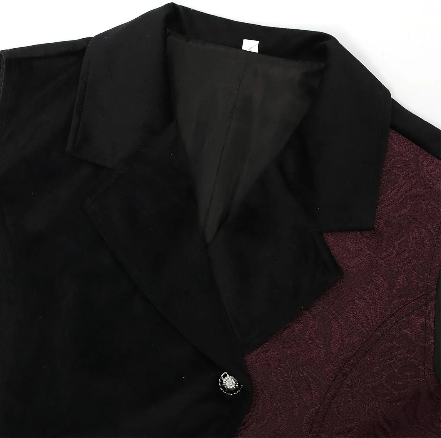 Gothic Patchwork Jackets, Men's Victorian Waistcoat Slim Vintage Swallowtail Medieval Court Coat Punk Lapel Outwear