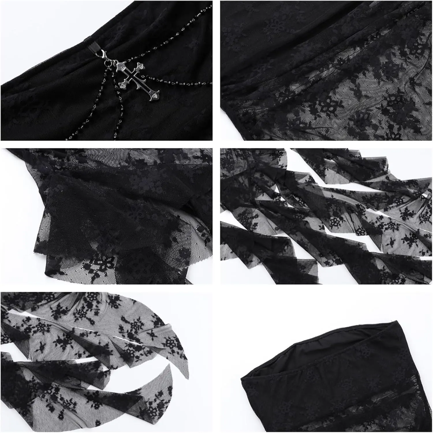 Gothic Womens Lace Crop Tank Tops Y2k Mesh Strapless Tube Top Festival Outfit