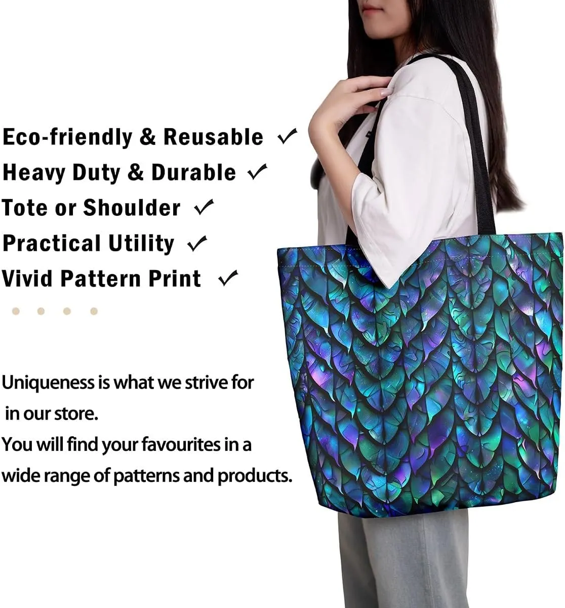Gradient Swirl Canvas Tote Bag,Galaxy Tie Dye Travel Shopping Bag Bohemian Datura Mandala Circle Shoulder Bag
