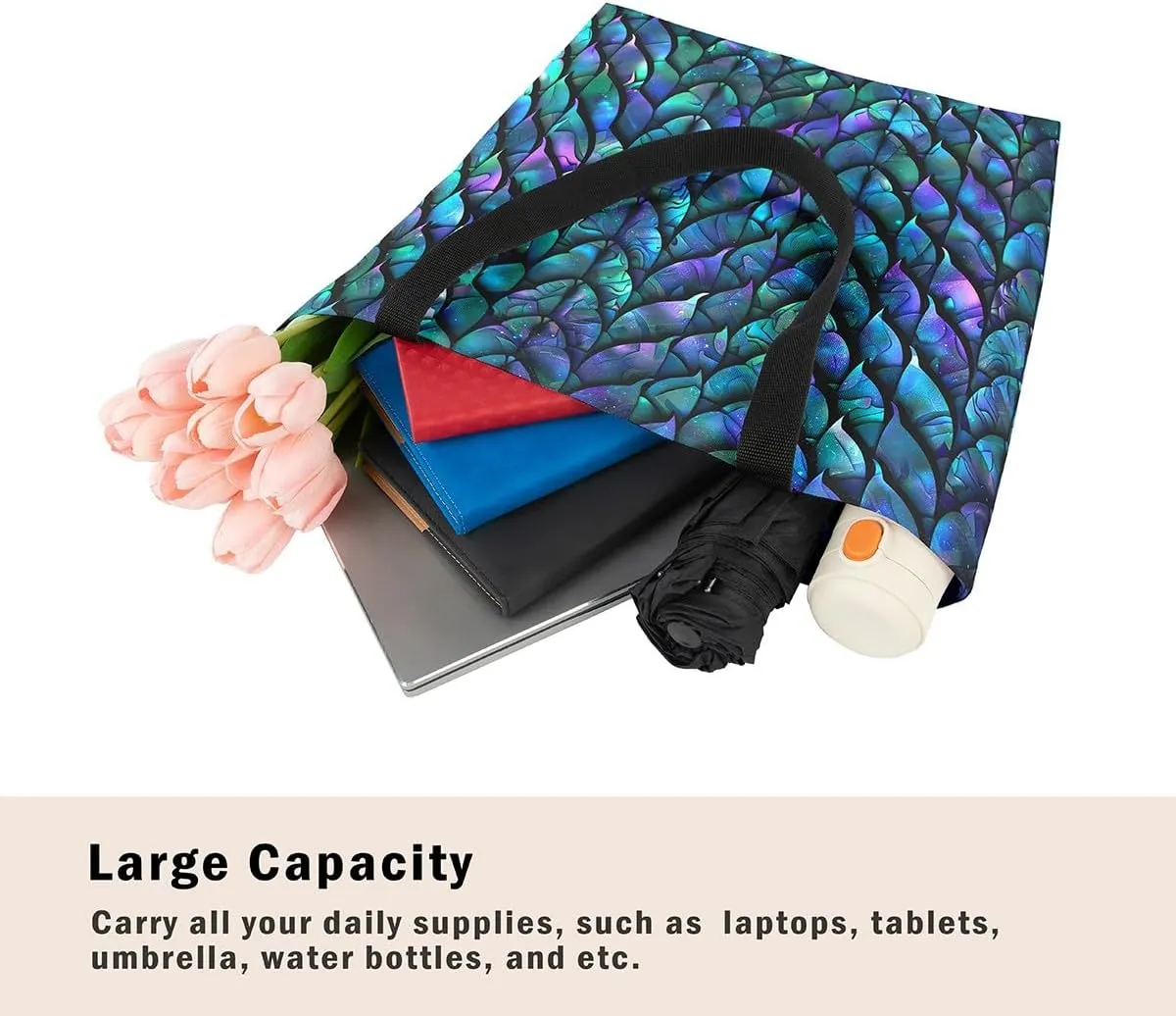 Gradient Swirl Canvas Tote Bag,Galaxy Tie Dye Travel Shopping Bag Bohemian Datura Mandala Circle Shoulder Bag