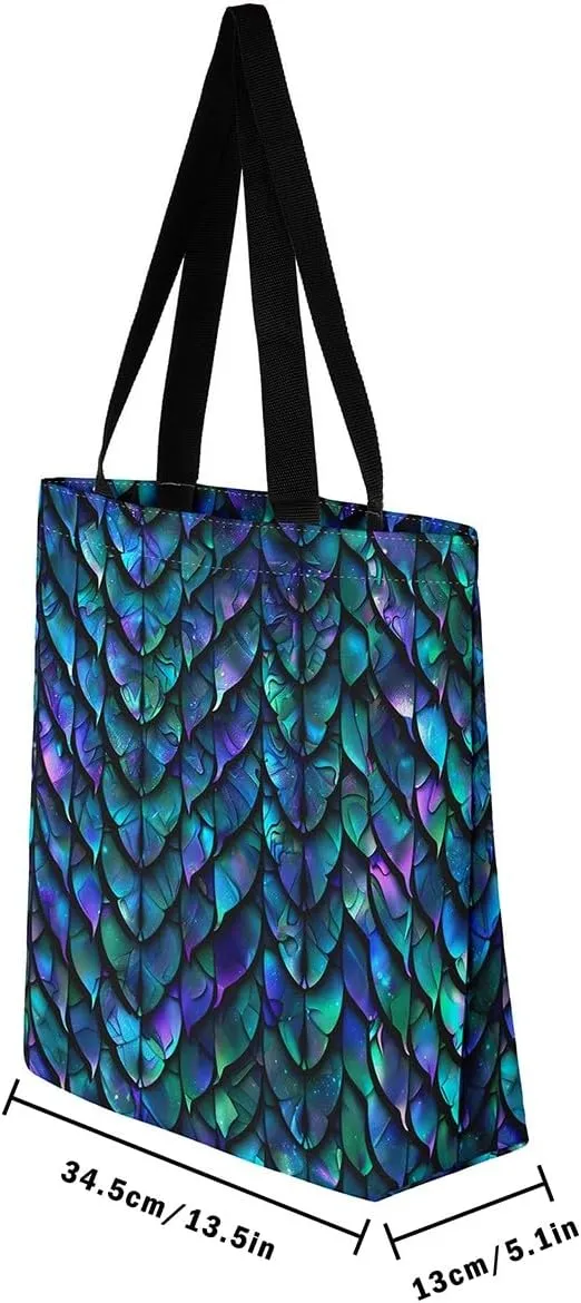 Gradient Swirl Canvas Tote Bag,Galaxy Tie Dye Travel Shopping Bag Bohemian Datura Mandala Circle Shoulder Bag