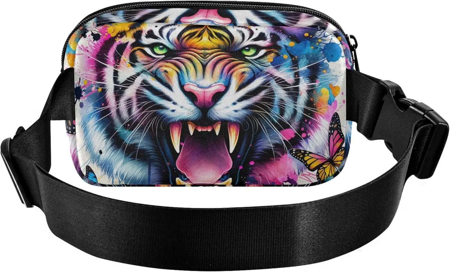 Graffiti Jungle Tiger Splash Fanny Pack for Women Waterproof Everywhere Belt Bag Cute Crossbody Waist Purse