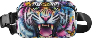 Graffiti Jungle Tiger Splash Fanny Pack for Women Waterproof Everywhere Belt Bag Cute Crossbody Waist Purse