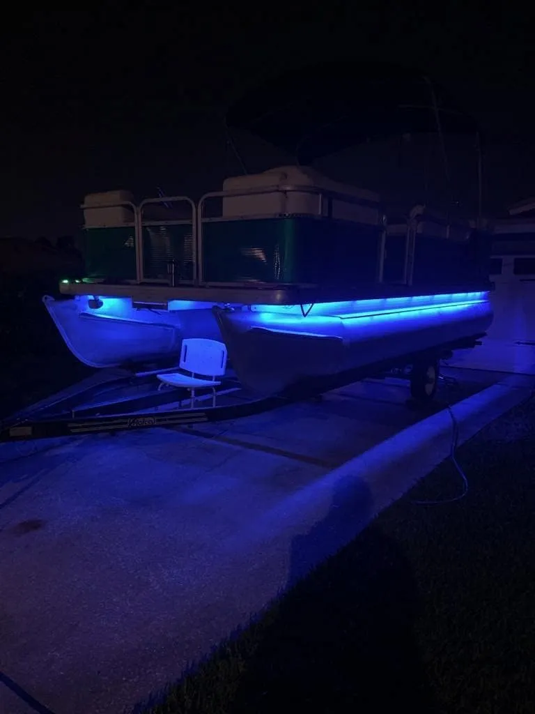 Green Blob Outdoors Pimp My Pontoon LED Under Deck LED Light Strip Kit, Neon Blue 5 Meter Strips Plus Neon Navigation Strips 2 Eech 19ft Strips Complete Kit