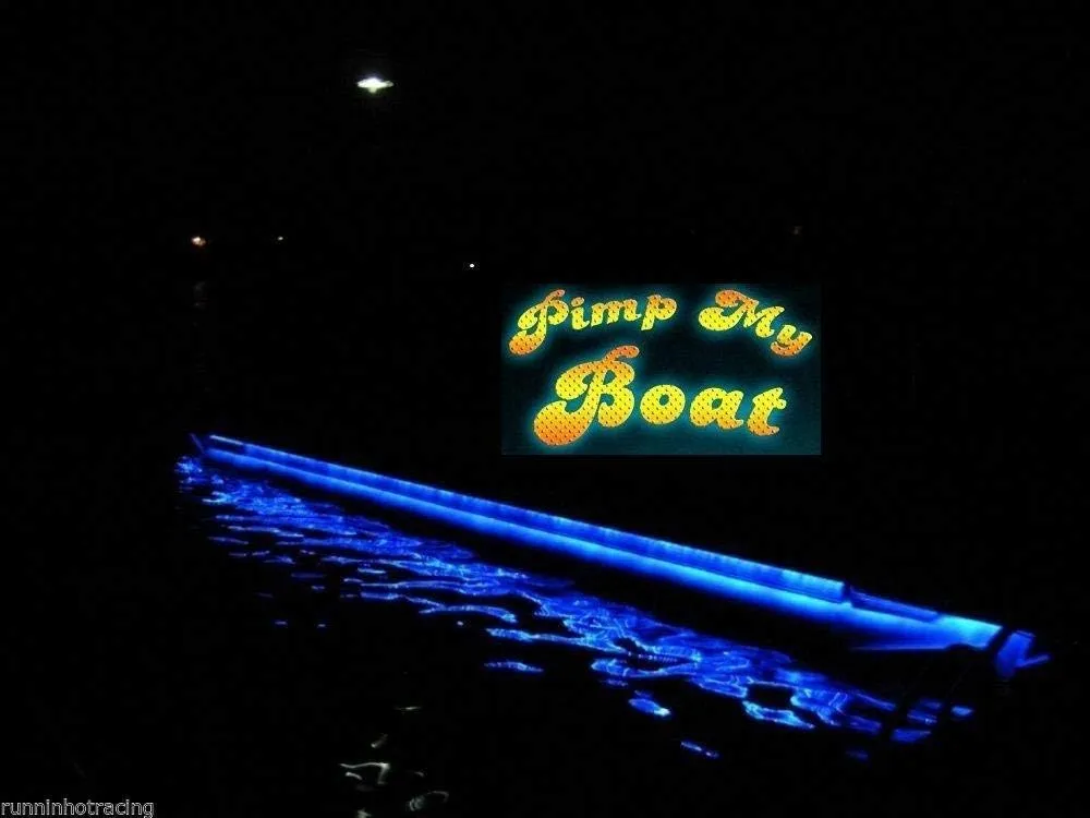Green Blob Outdoors Pimp My Pontoon LED Under Deck LED Light Strip Kit, Neon Blue 5 Meter Strips Plus Neon Navigation Strips 2 Eech 19ft Strips Complete Kit