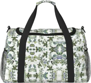 Green Eucalyptus Leaves print Large Canvas Travel Duffel Bag Weekender Bags for Women Overnight Bag Carry On Tote Bag