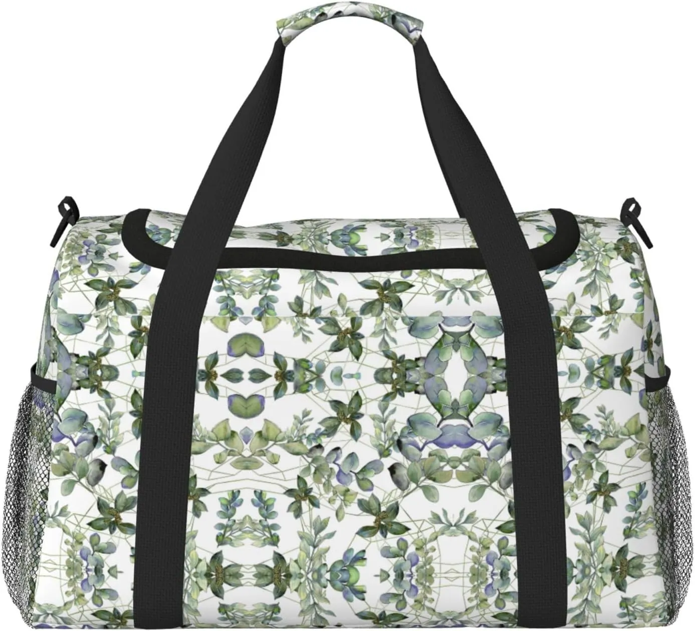 Green Eucalyptus Leaves print Large Canvas Travel Duffel Bag Weekender Bags for Women Overnight Bag Carry On Tote Bag