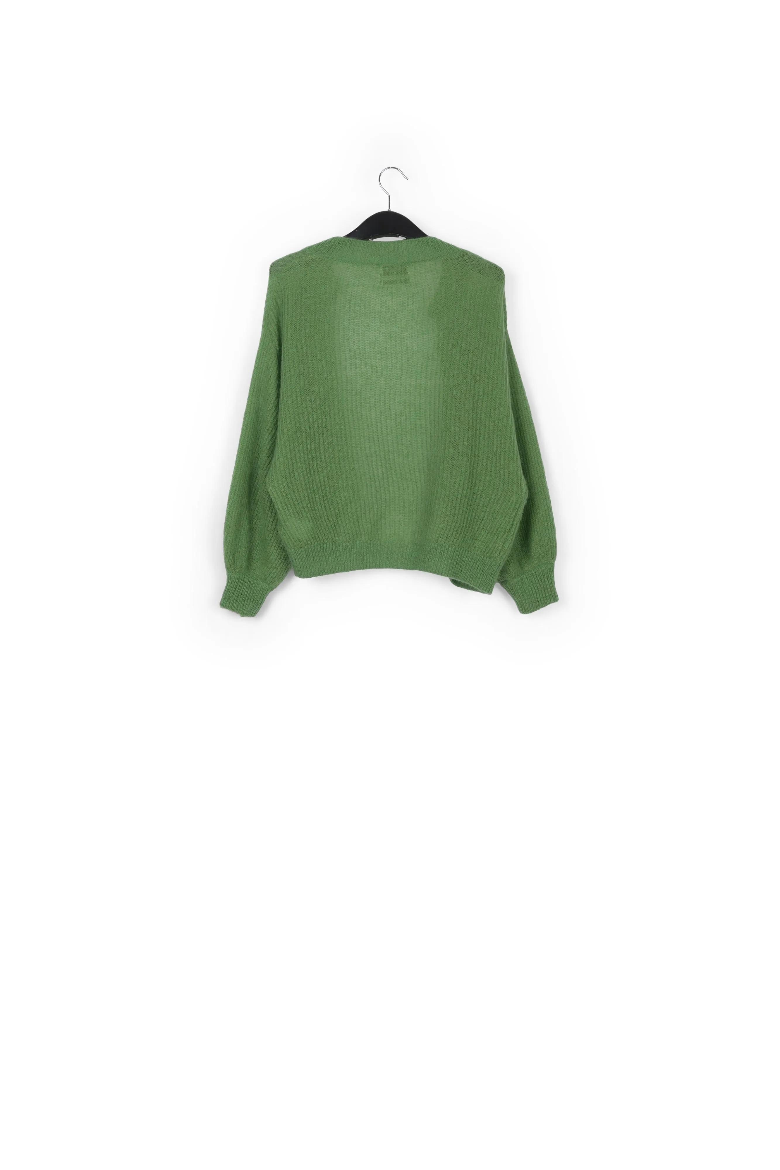 Green mohair and wool blend cardigan