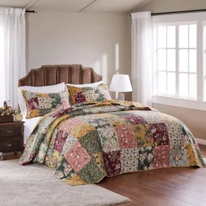 Greenland Home Antique Chic 100% Cotton Authentic Patchwork Quilt Set, with Bedspread Coverage, 3-Piece Jumbo King