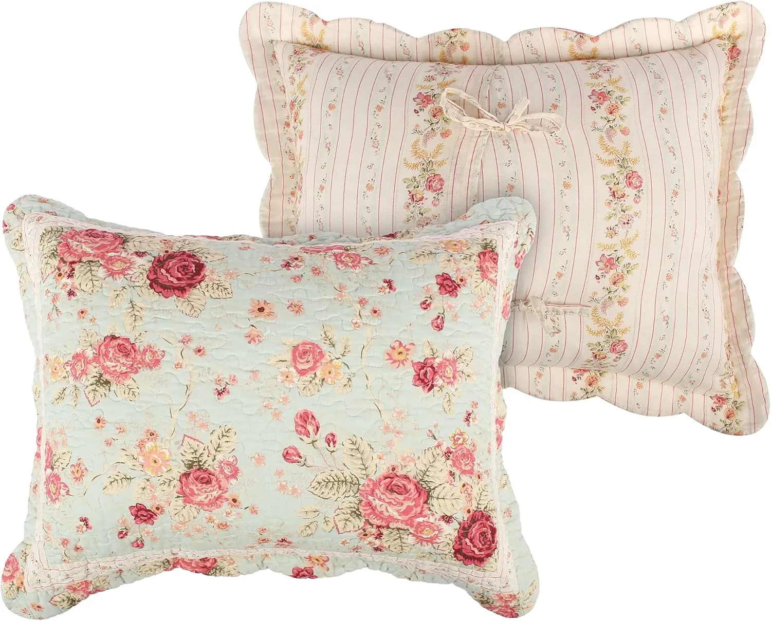 Greenland Home Antique Rose 100% Cotton Heirloom-Quality Bedspread Set, 3-Piece Queen, Blue