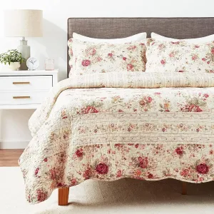 Greenland Home Antique Rose 100% Cotton Heirloom-Quality Quilt Set, 2-Piece Twin/XL, Ecru
