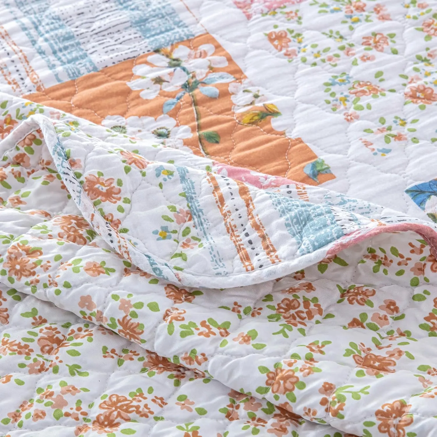 Greenland Home Everly Shabby Chic Quilted Throw Blanket - Throw 50x60-inch,Blue
