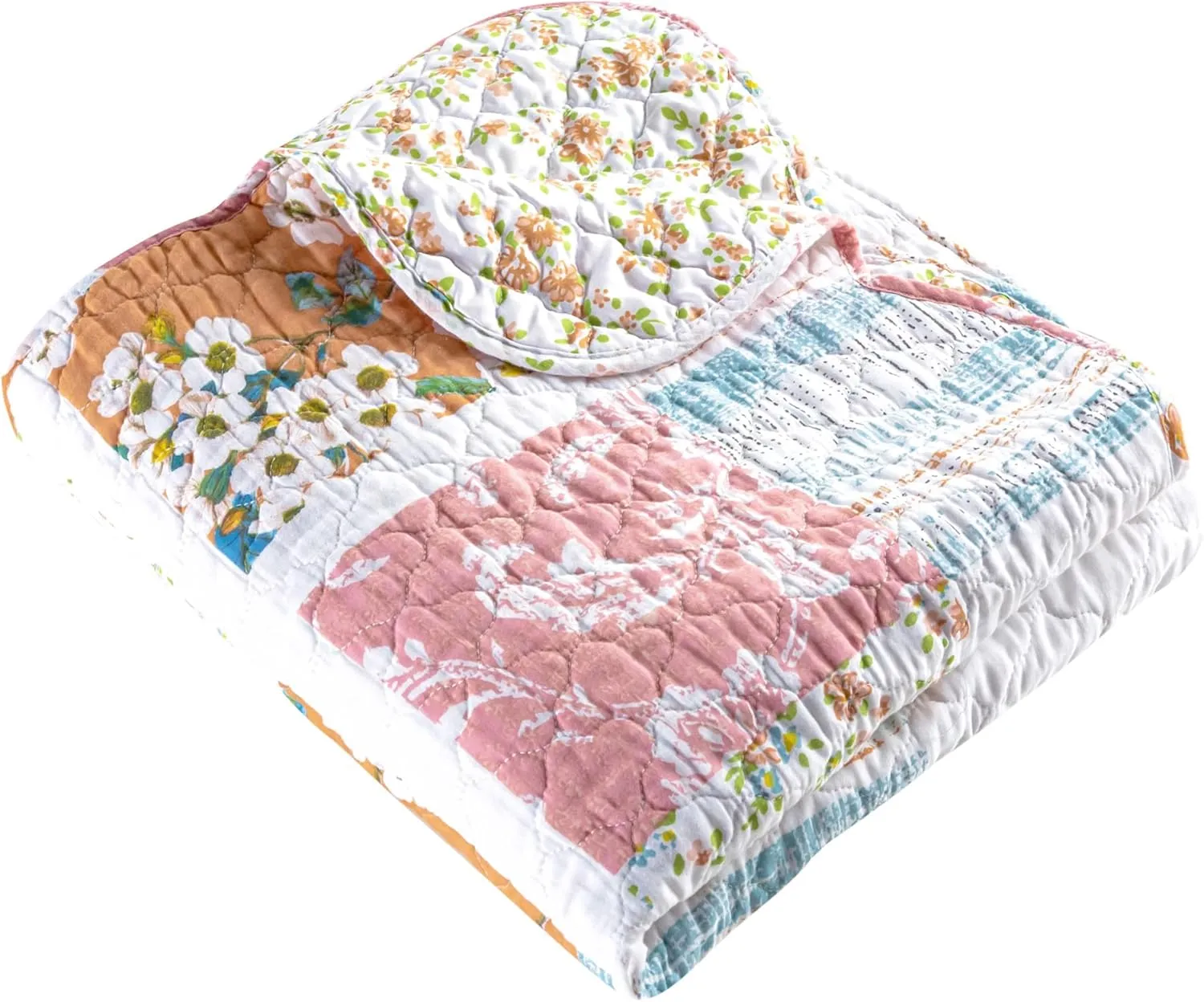 Greenland Home Everly Shabby Chic Quilted Throw Blanket - Throw 50x60-inch,Blue