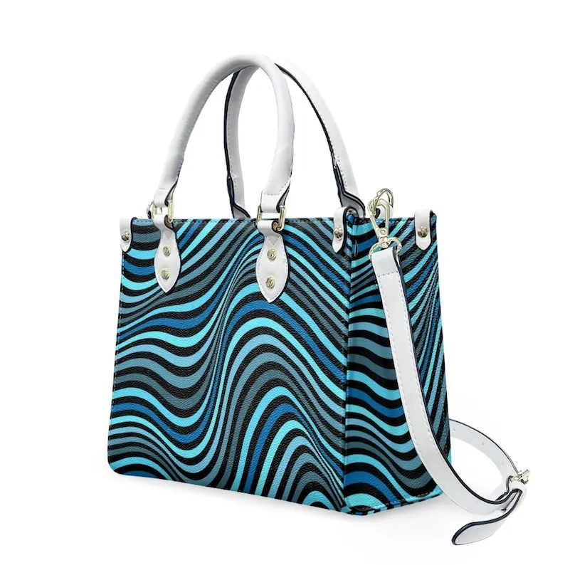 Groovy 70s Style handbag, Vintage Purse Style, Retro Handbag, Blue Stripe Handbag, Vintage handbag style, 70s inspired Bag