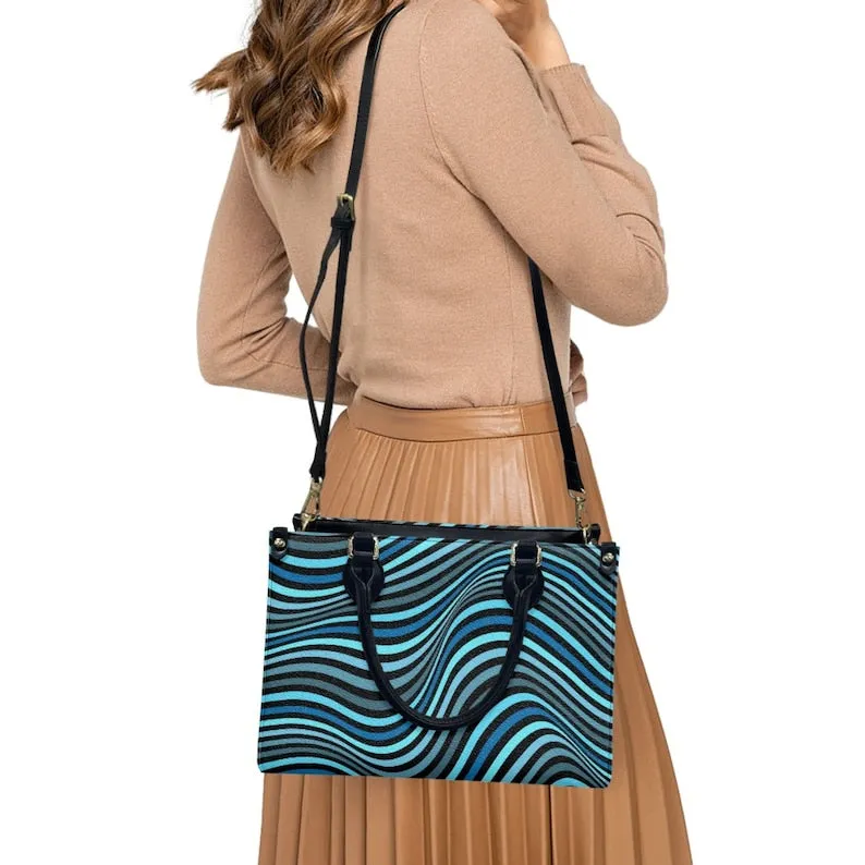 Groovy 70s Style handbag, Vintage Purse Style, Retro Handbag, Blue Stripe Handbag, Vintage handbag style, 70s inspired Bag
