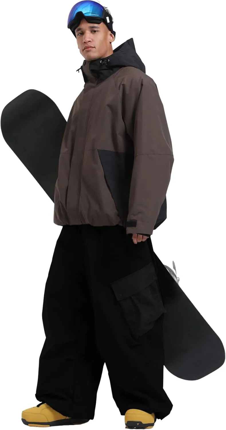 GSOU SNOW Mens Womens Ski Jacket Baggy Snowboard Coat Waterproof Insulated Snow Hoodie Loose Fit For Winter Outdoor Sports