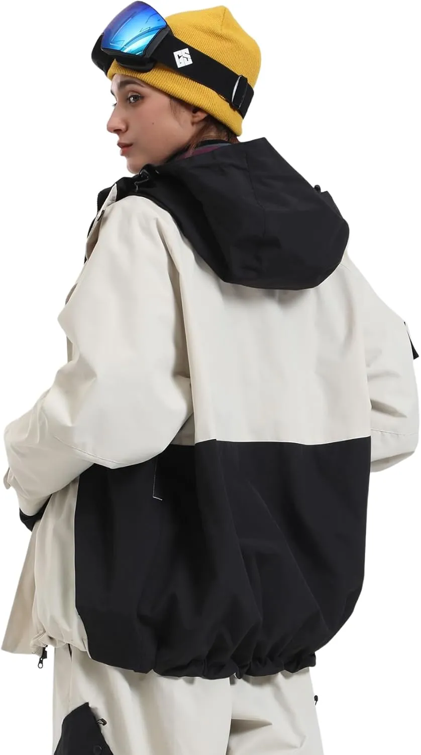 GSOU SNOW Mens Womens Ski Jacket Baggy Snowboard Coat Waterproof Insulated Snow Hoodie Loose Fit For Winter Outdoor Sports