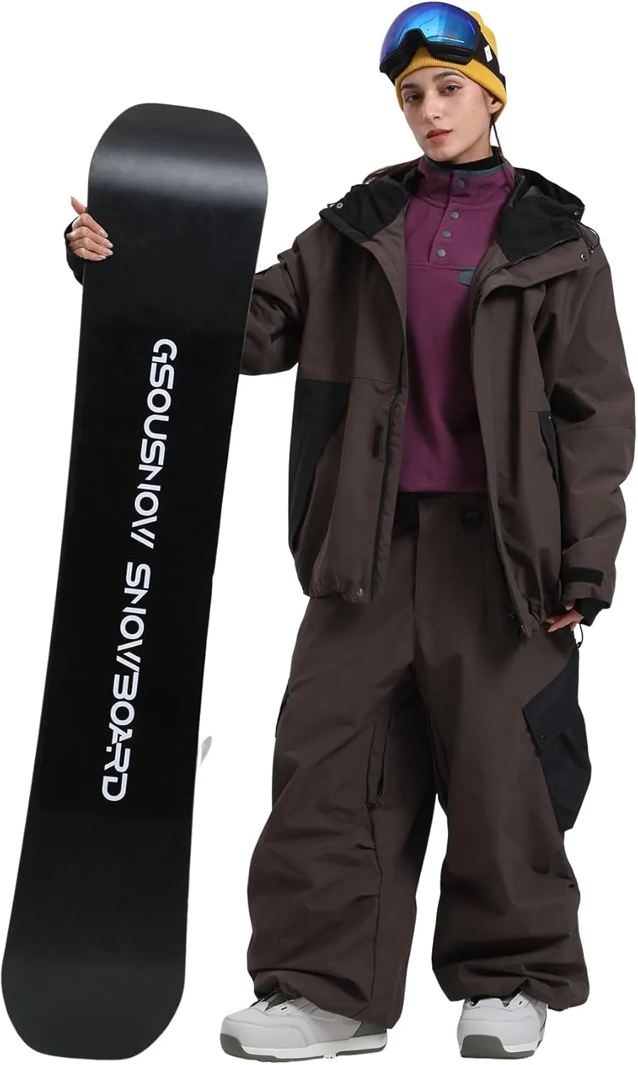 GSOU SNOW Mens Womens Ski Jacket Baggy Snowboard Coat Waterproof Insulated Snow Hoodie Loose Fit For Winter Outdoor Sports