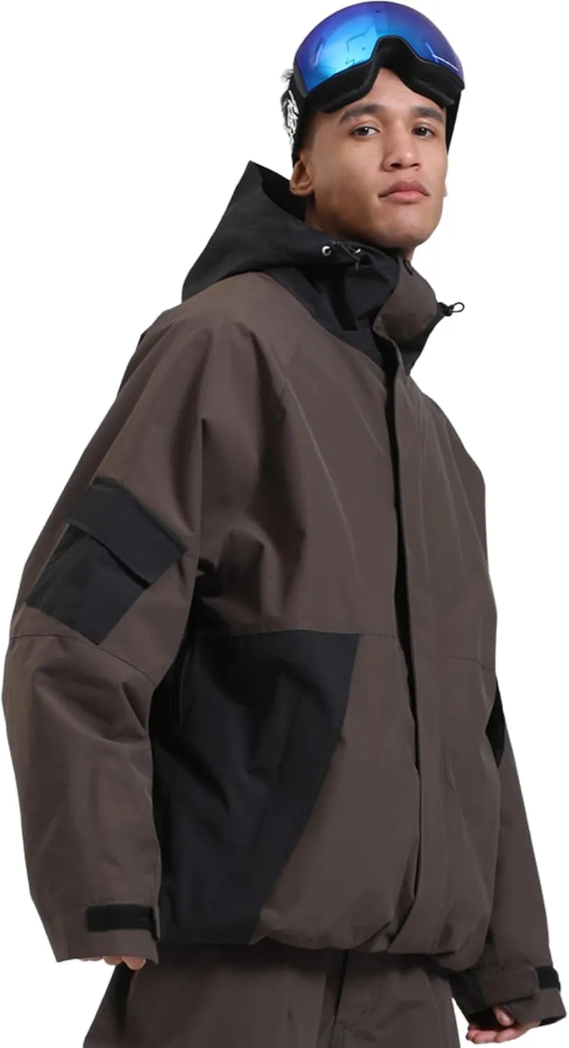 GSOU SNOW Mens Womens Ski Jacket Baggy Snowboard Coat Waterproof Insulated Snow Hoodie Loose Fit For Winter Outdoor Sports