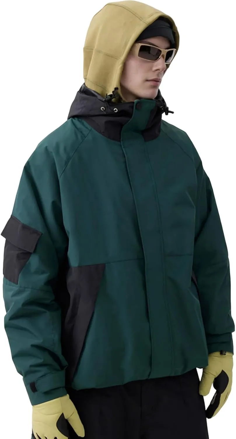 GSOU SNOW Mens Womens Ski Jacket Baggy Snowboard Coat Waterproof Insulated Snow Hoodie Loose Fit For Winter Outdoor Sports