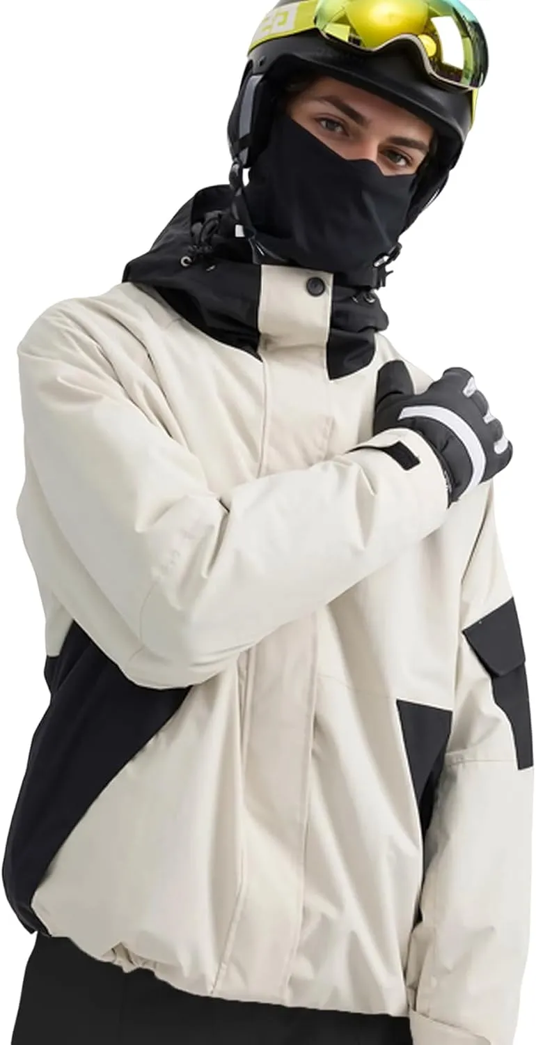 GSOU SNOW Mens Womens Ski Jacket Baggy Snowboard Coat Waterproof Insulated Snow Hoodie Loose Fit For Winter Outdoor Sports