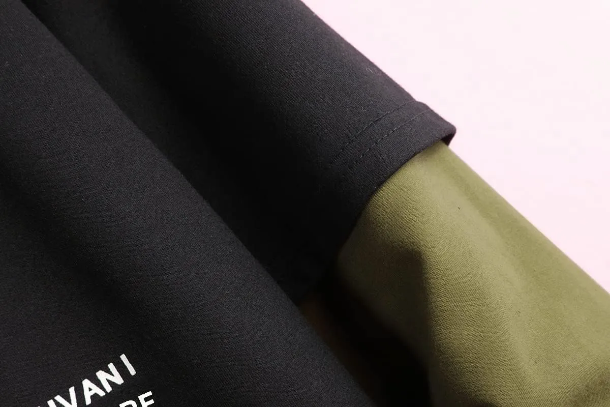 GURUNVANI Contrast Color Pullover Hoodie Mens Patchwork Hoodies Men