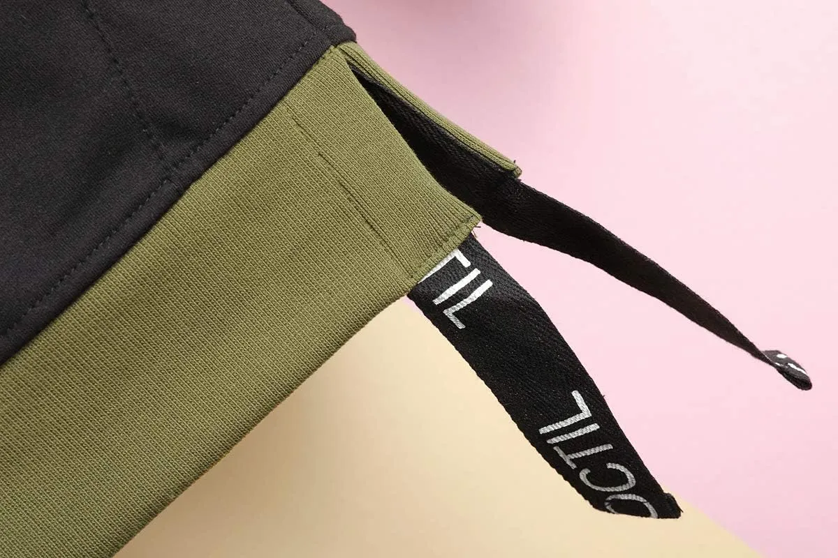 GURUNVANI Contrast Color Pullover Hoodie Mens Patchwork Hoodies Men