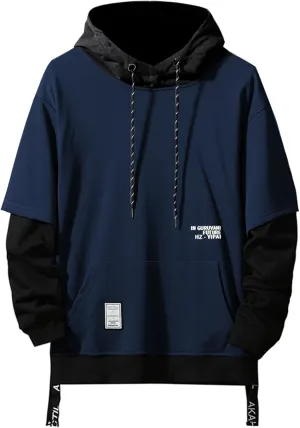 GURUNVANI Contrast Color Pullover Hoodie Mens Patchwork Hoodies Men