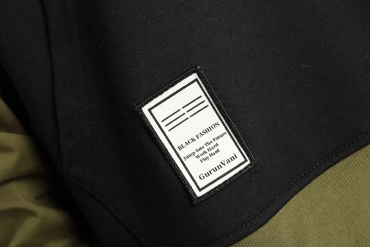 GURUNVANI Contrast Color Pullover Hoodie Mens Patchwork Hoodies Men