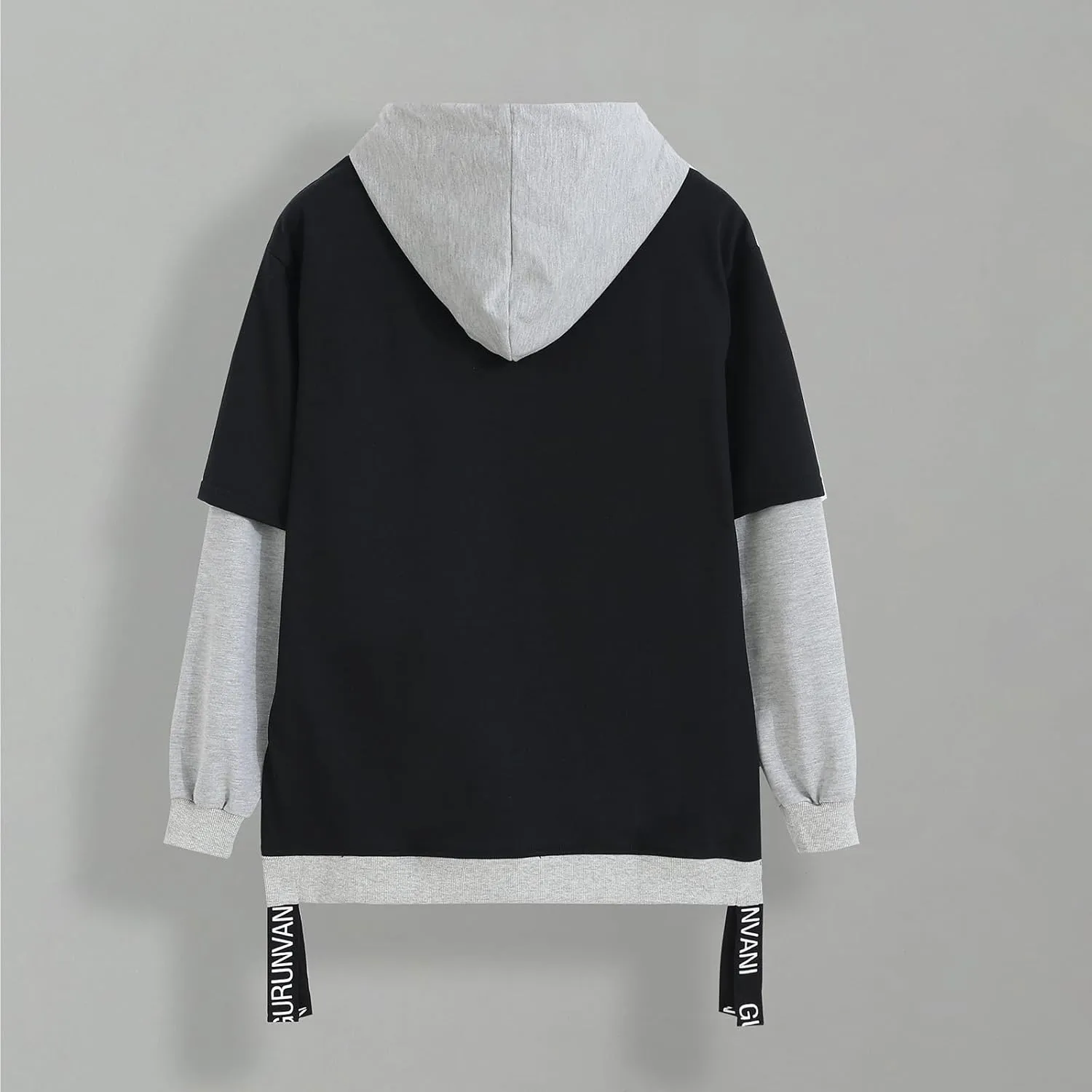 GURUNVANI Contrast Color Pullover Hoodie Mens Patchwork Hoodies Men