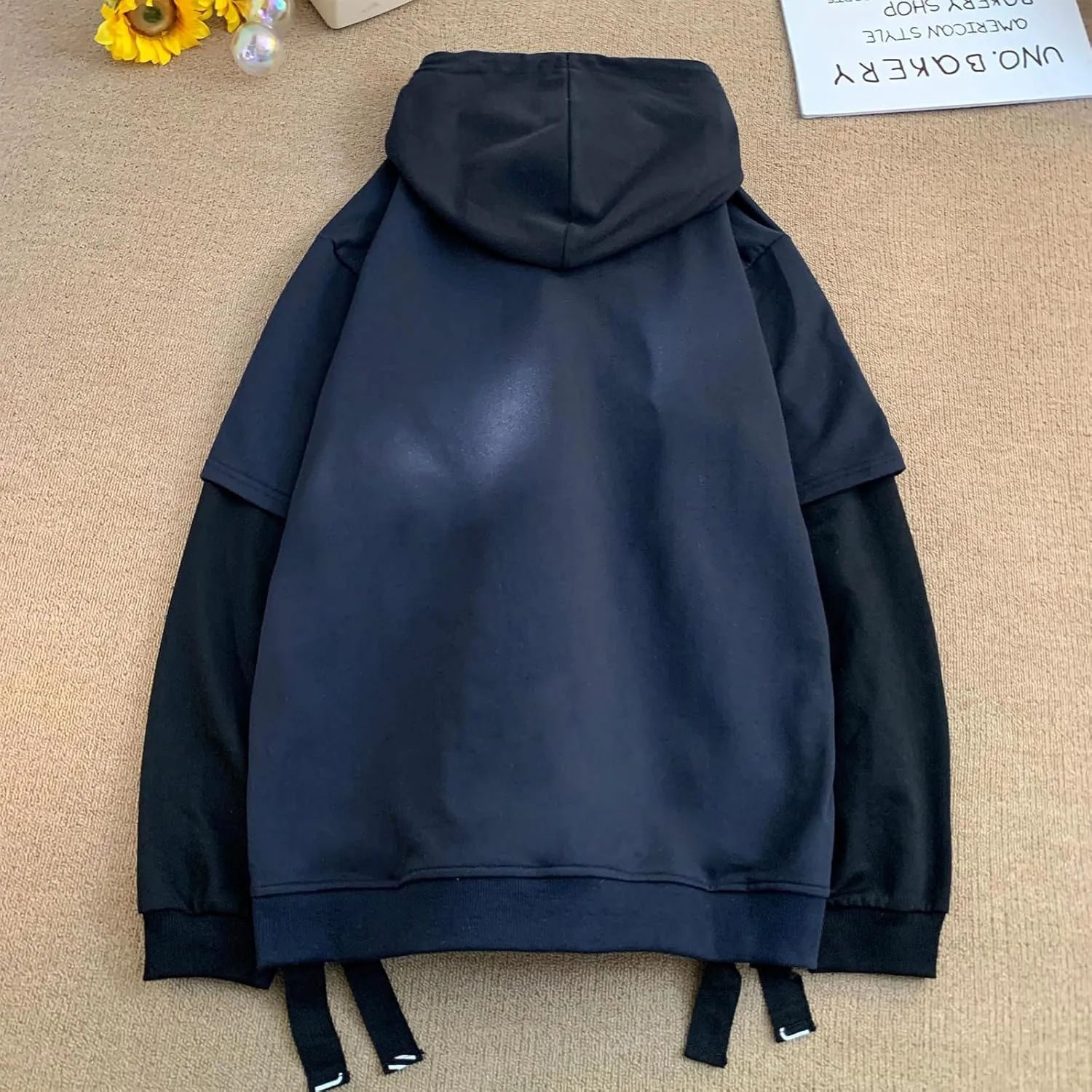 GURUNVANI Contrast Color Pullover Hoodie Mens Patchwork Hoodies Men