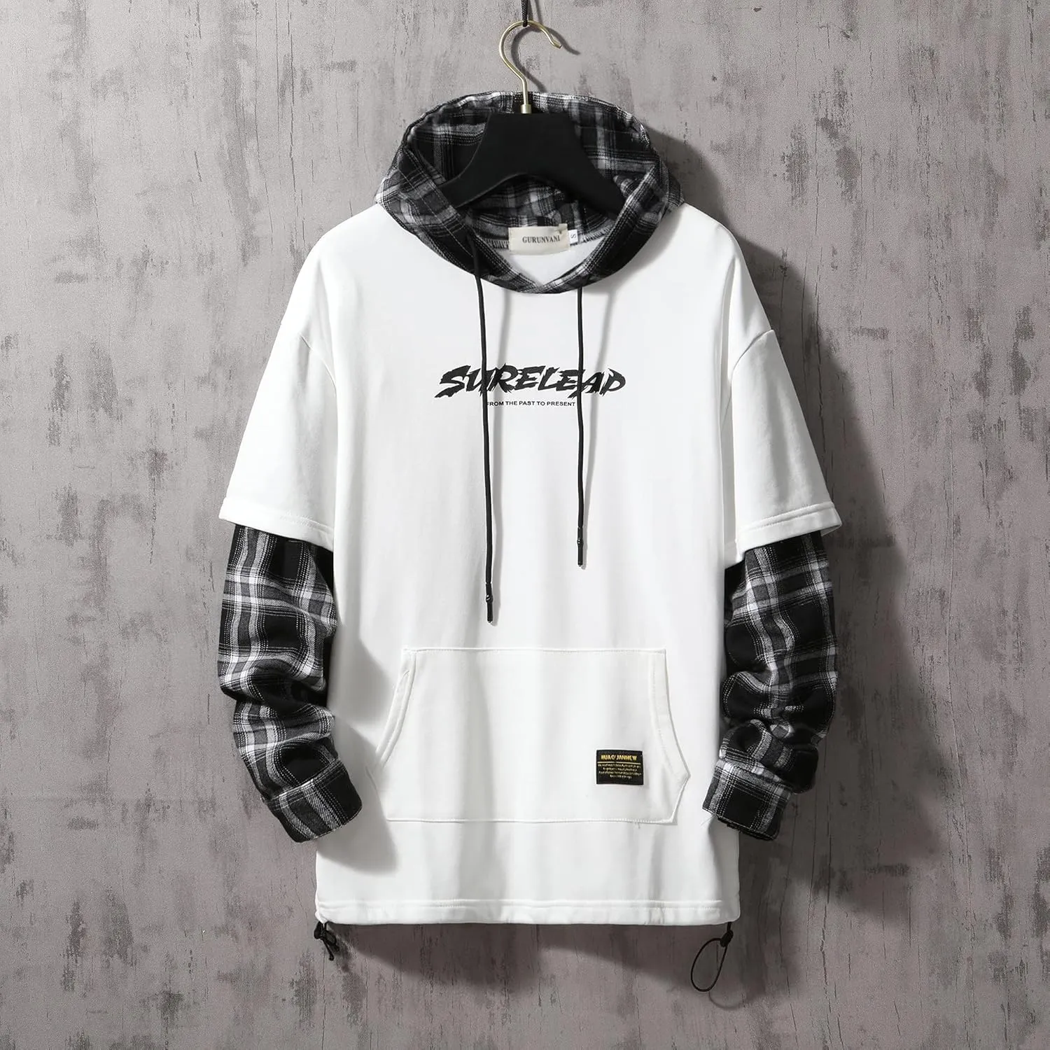 GURUNVANI Japan Style Patchwork Hoodies Men Characters Streetwear Hoodie Men Sweatshirt