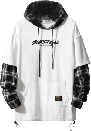 GURUNVANI Japan Style Patchwork Hoodies Men Characters Streetwear Hoodie Men Sweatshirt