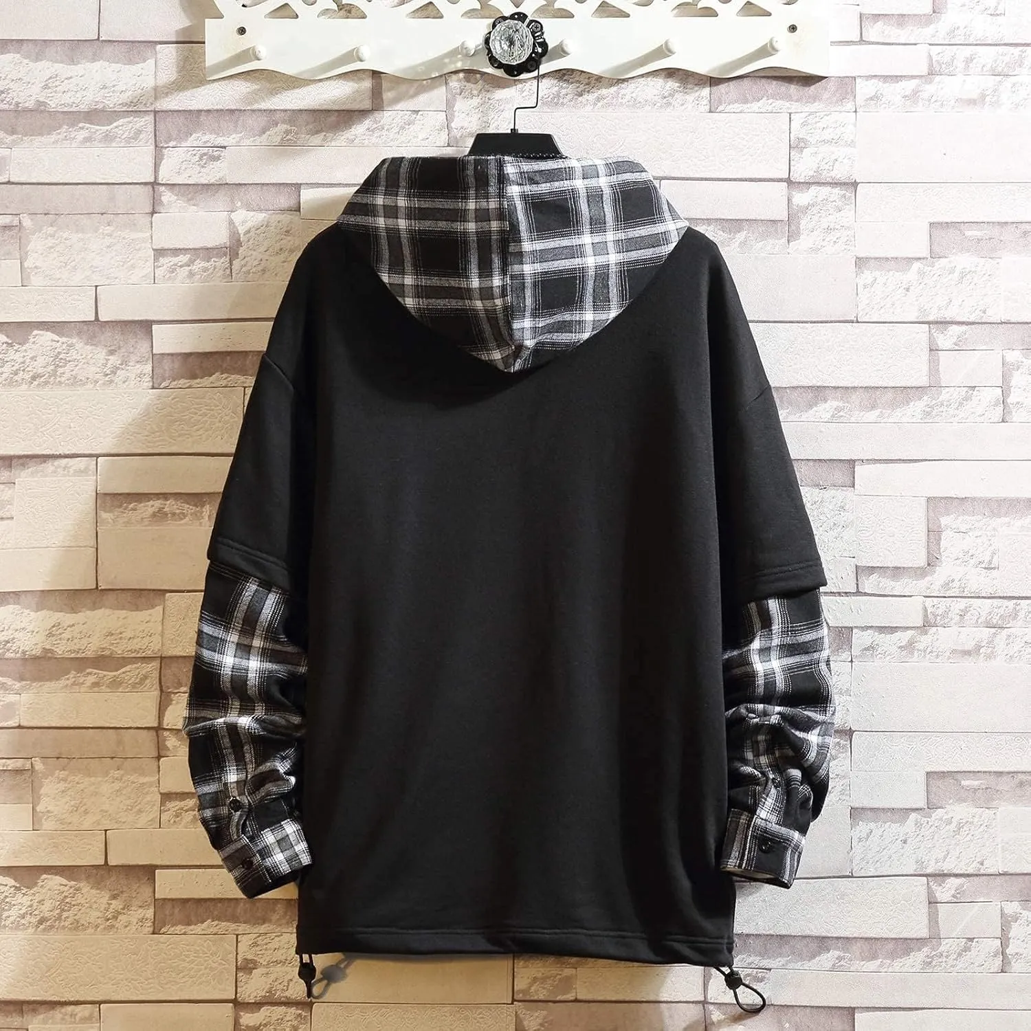 GURUNVANI Japan Style Patchwork Hoodies Men Characters Streetwear Hoodie Men Sweatshirt