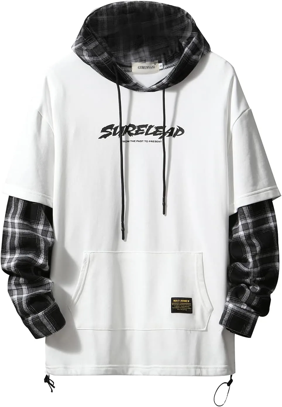 GURUNVANI Japan Style Patchwork Hoodies Men Characters Streetwear Hoodie Men Sweatshirt