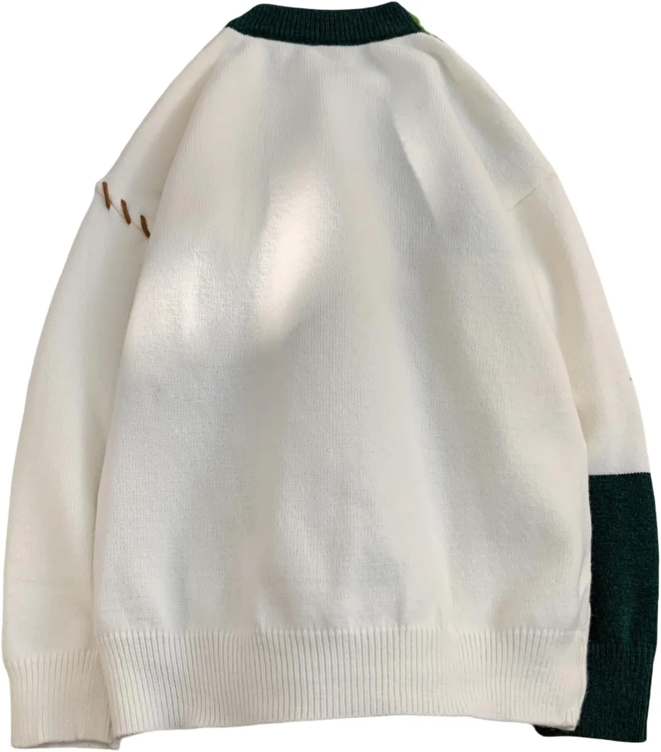 GURUNVANI Patchwork Sweater Mens Colorblock Jumper Cable Knitted Pullover Oversized